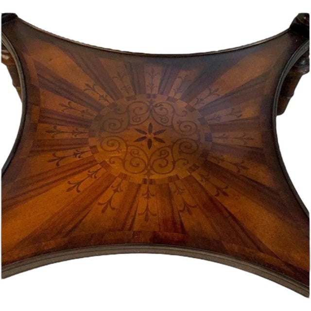 Wood 1980s Vintage Empire Style Round Center Table W/2 Drawers For Sale - Image 7 of 9