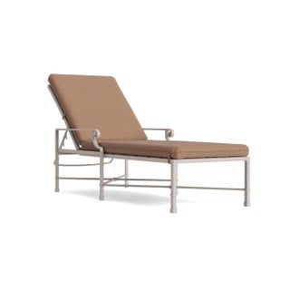 Brown Jordan Venetian Adjustable Chaise Lounge, Dove frame with Fusion Clay fabric For Sale