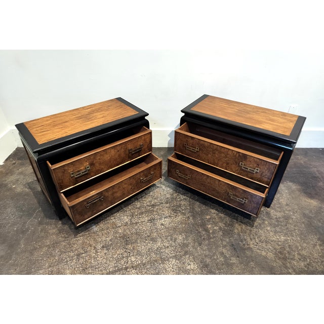 Century Furniture’s Chin Hua line, nightstands designed by Raymond Sobota and manufactured in the 1970s. Beautiful...