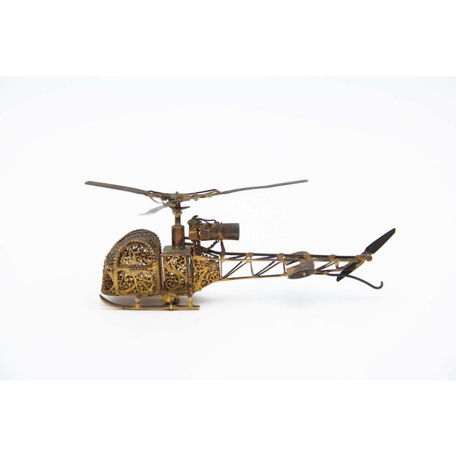Helicopter Miniature in Golden Silver, in Good conditions. Designed 1920 to 1949