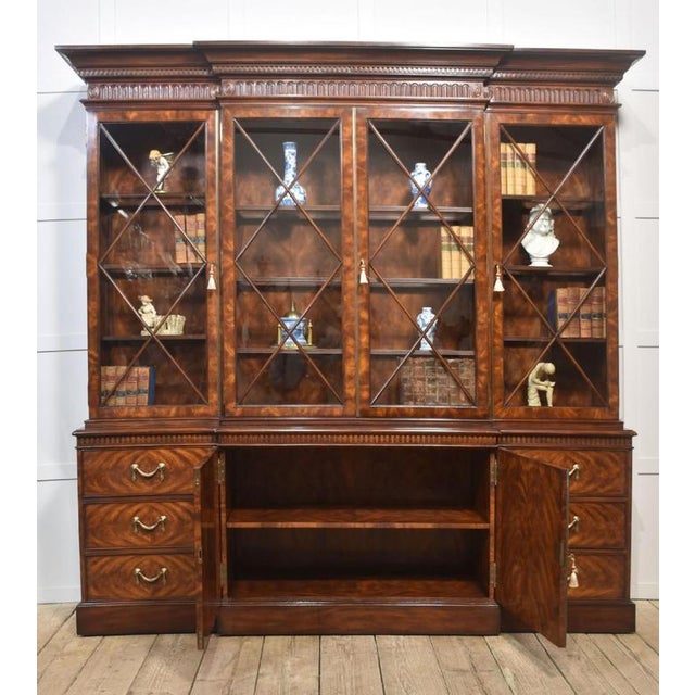 George III Mahogany Breakfront Library Bookcase, 1890s For Sale - Image 9 of 18