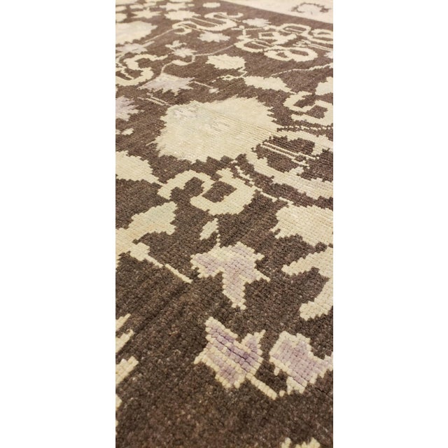 Beige Vintage Oushak Handmade Turkish Oriental Beige, Taupe & Charcoal Rug For Sale - Image 8 of 10