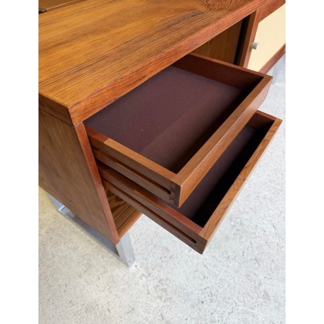 Brown Mid-Century Danish Teak Tambour Sideboard For Sale - Image 8 of 18