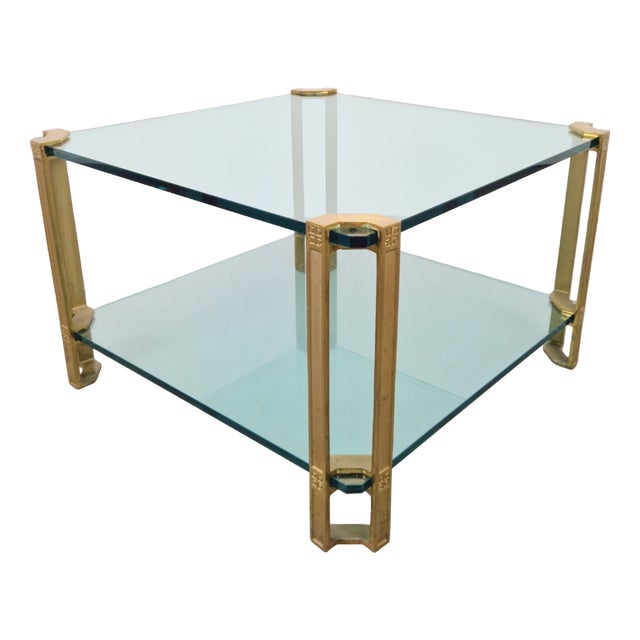 Regency Model T24 Coffee Table in Brass and Glass by Peter Ghyczy, 1970s For Sale