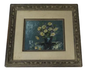 Mid 20th Century Floral Still Life Oil Painting, Framed