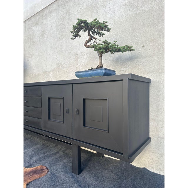 1960s Vintage Brutalist Black Stained Oak Sideboard from De Coene, 1960s For Sale - Image 5 of 18