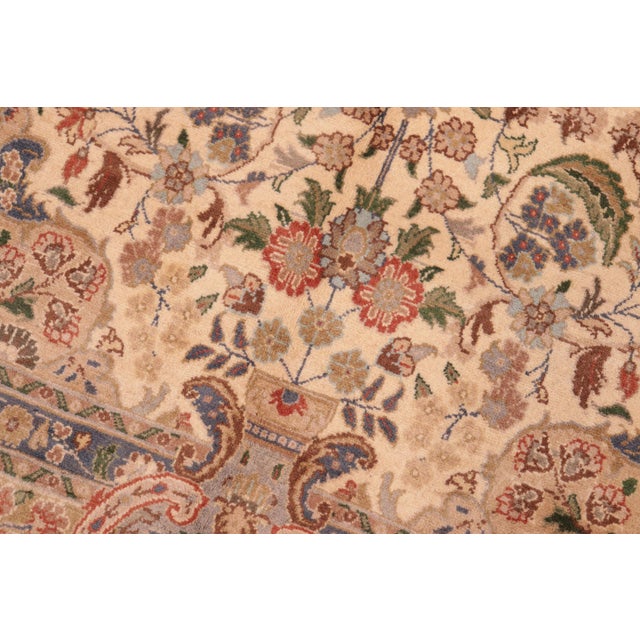 Shabby Chic Medallion 1990's Pak-Persian Beige/Green Wool Rug - 6'1'' X 9'4'' For Sale In New York - Image 6 of 9