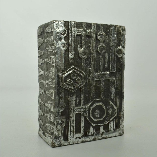 Brutalist Rectangular Steel Vase attributed to Olaf Joff Norway, 1970s For Sale - Image 12 of 14