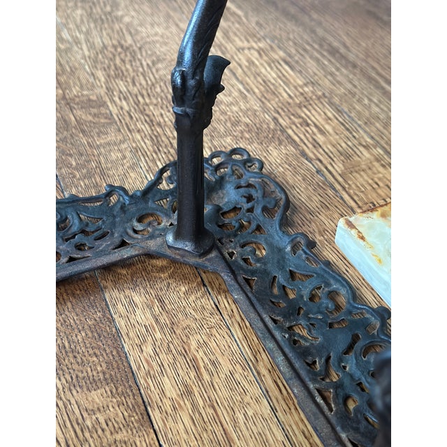 Antique 1890s National Brass & Iron Works Ornate Victorian Cast Iron and Onyx Plant Stand For Sale - Image 16 of 16