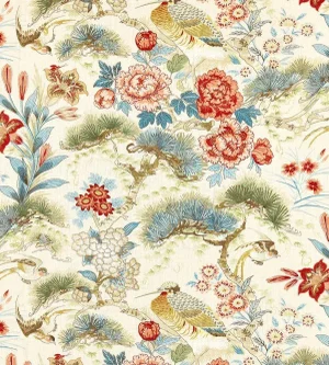 The House of Scalamandré Shenyang Linen Print Fabric, Sandalwood