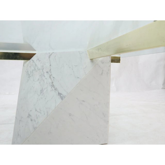 Transparent Brass and Marble Base Glass Top Square Coffee Table For Sale - Image 8 of 11