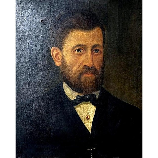 Black Late 19th Century French Academic Portrait of an Elegant Gentleman, Oil on Canvas For Sale - Image 8 of 18
