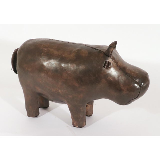 Mid 20th Century Dimitri Omersa Leather Hippopotamus Footstool With Original Label For Sale - Image 5 of 9