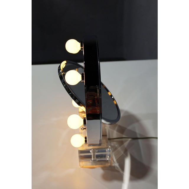 Silver Charles Hollis Jones Lucite and Chrome Makeup Mirror With Magnifying Feature For Sale - Image 8 of 9