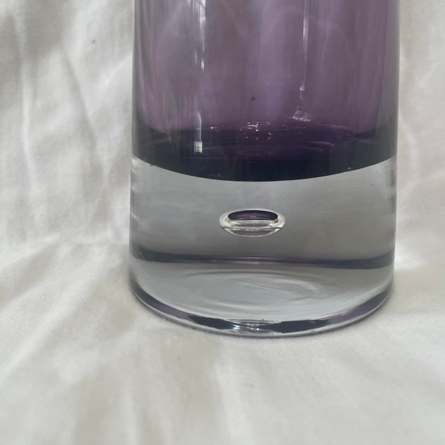 This vintage mouth blown Krosno Poland Art Glass Vase in its rich amethyst color is a perfect depiction of mid century...