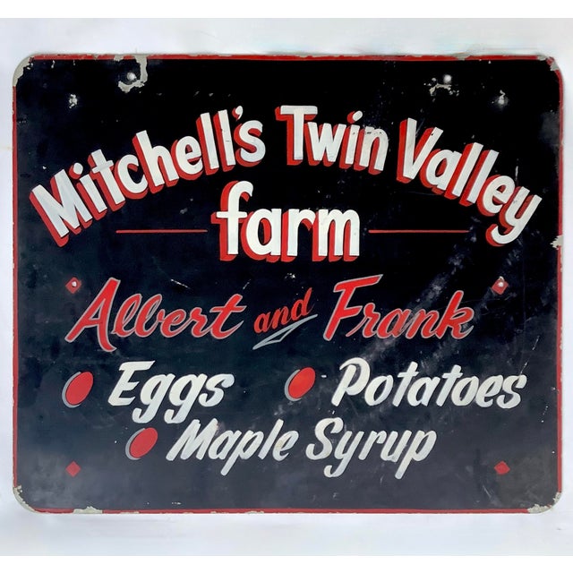 Vintage Metal Hand Painted Mitchell's Farm Stand Sign For Sale - Image 6 of 10