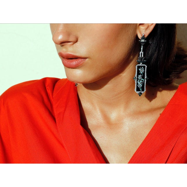 Art Deco Bochic Pagoda Mosaic Earrings For Sale - Image 3 of 18