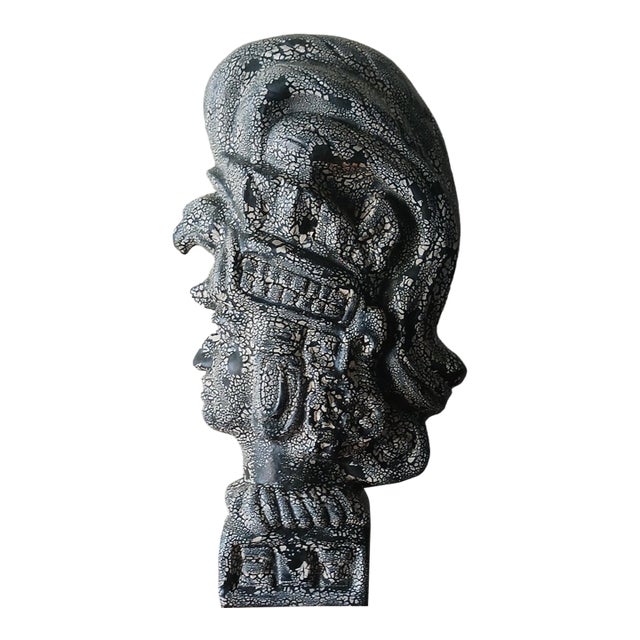 Late 20th Century Ancient Hawaiian Warrior Chief Vintage Ceramic Sculpture For Sale