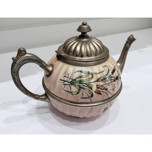 Pink Enamel and Pewter Teapot - Late 1800's For Sale In Mobile - Image 6 of 6