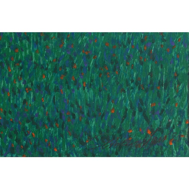 Oliviero Masi Dark Green Field, Pastel Landscape 1987 For Sale - Image 4 of 5