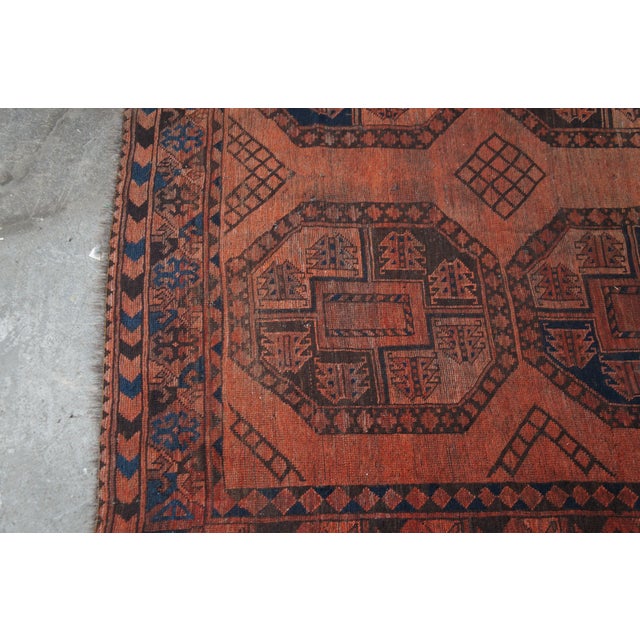 Vintage Hand Knotted Oriental Red & Black Geometric Area Rug Carpet 9' X 11' For Sale - Image 6 of 16