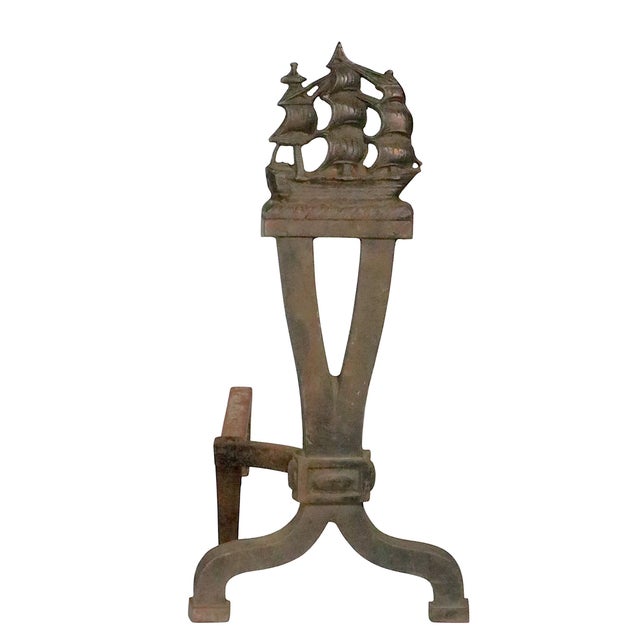 Pr. Vintage Clipper Ship Andirons For Sale - Image 4 of 15