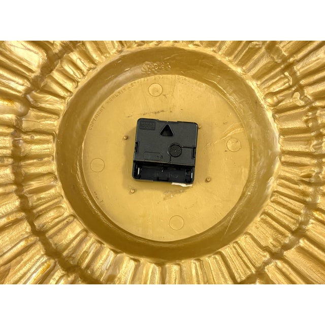 Vintage Circa 1969 Syroco Mid Century Modern Starburst Wall Clock in Antique Gold Finish For Sale - Image 18 of 18