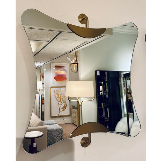 Modern Revelation Modern Antique Brass Ahead of the Curve Wall Mirror For Sale - Image 3 of 3