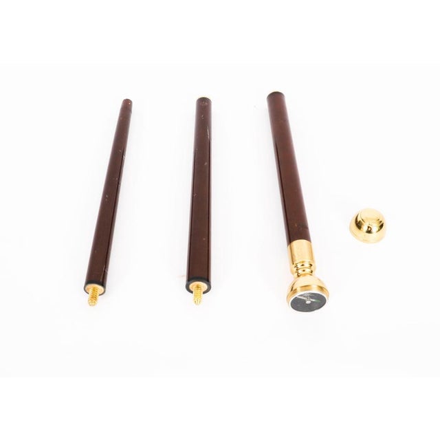 Vintage English Brass Topped Walking Stick with Compass Flask For Sale - Image 12 of 13