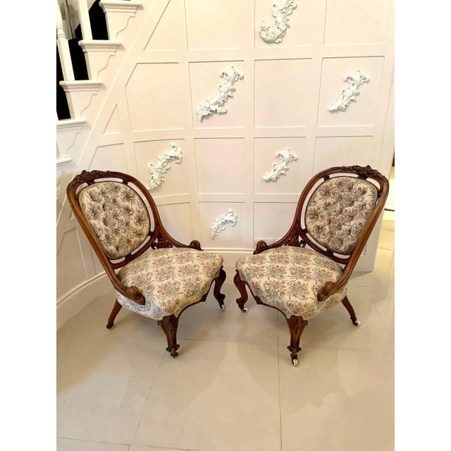 Set of Antique Victorian Carved Walnut Chairs For Sale - Image 13 of 17