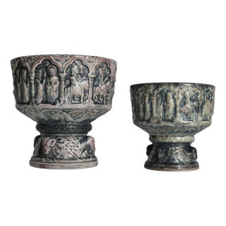 Mid-Century Relief Ceramic Bowls from Michael Andersen & Son, 1960s, Set of 2 For Sale