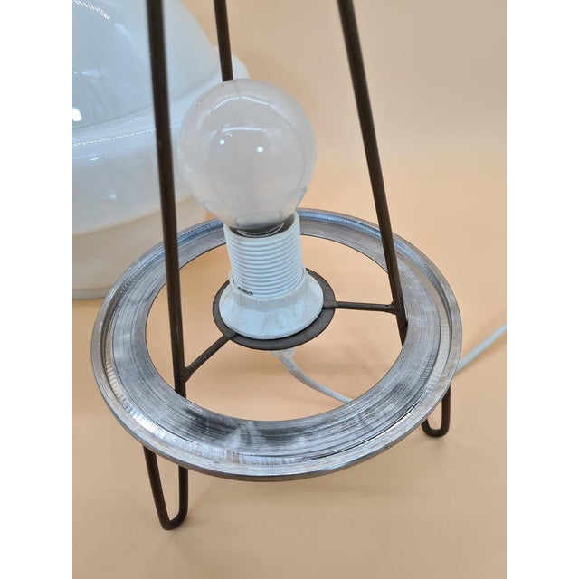 White Vintage Space Age Table Lamp in Frosted Glass, 1960s For Sale - Image 8 of 12