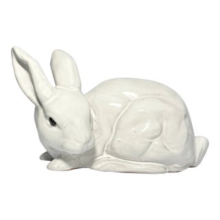 Earth Needs Ltd. Pottery White Glazed Ceramic Rabbit Bunny For Sale
