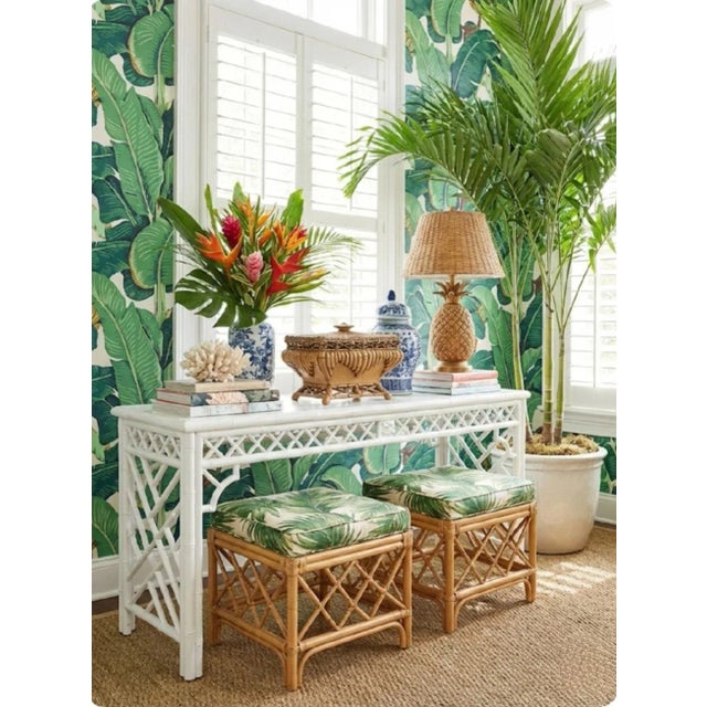 Tan Vintage Faux Bamboo Plaster Decorative Regency Storage Table Box For Sale - Image 8 of 9