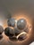 Rare pair of large "Seven" wall lamps by Reggiani with seven convex discs, 1970s, Italy, original label This piece has an...