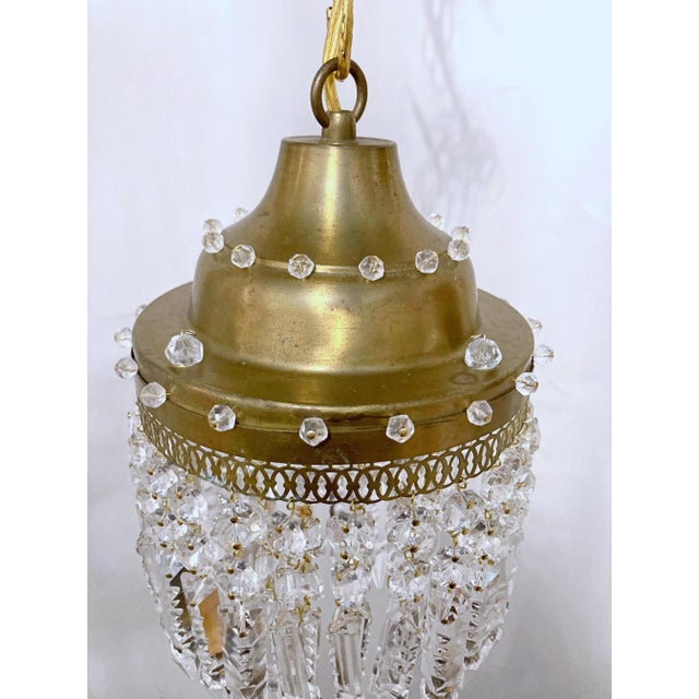 Traditional Vintage Italian Brass Upside Down Layered Cake Chandelier For Sale - Image 3 of 7