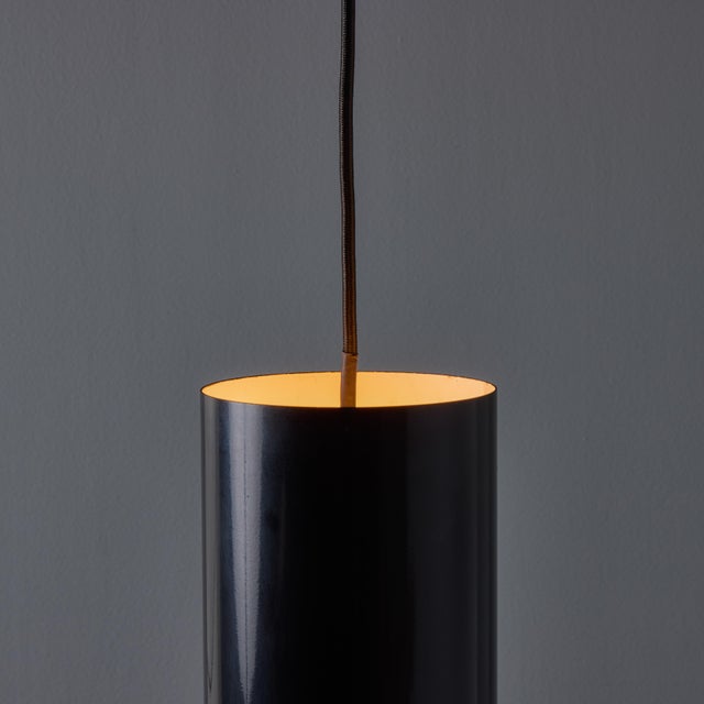1960s Model 16513 Black Metal Cylindrical Pendants by Eila and John Meiling for Louis Poulsen For Sale - Image 12 of 13