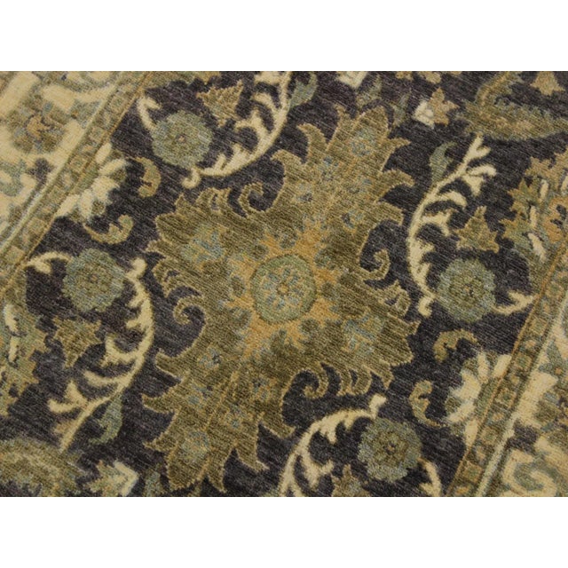 1990s Shabby Chic Vintage Charcoal Hand-Knotted Wool Rug - 2′7″ × 10′3″ For Sale In New York - Image 6 of 8