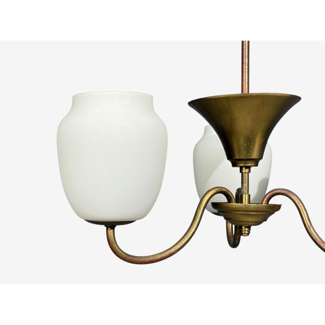 1940s Danish Modern, Pendant Light, Brass, Glass For Sale In New York - Image 6 of 12