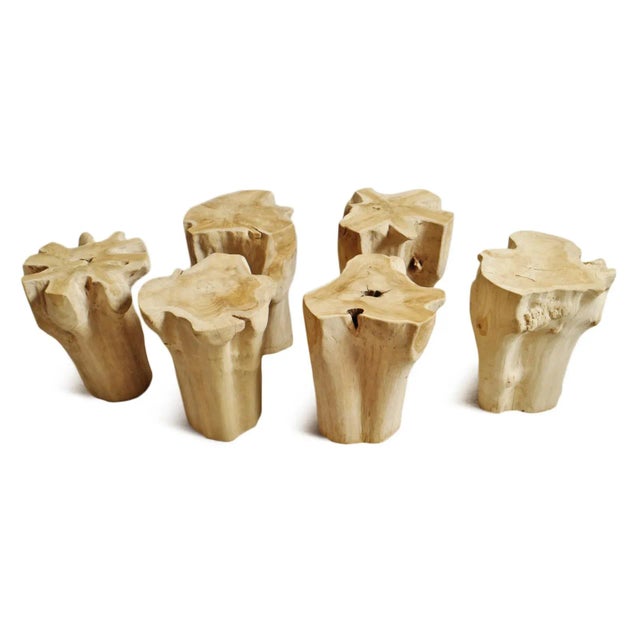 Wood Organic Raw Teak Side Table For Sale - Image 7 of 8