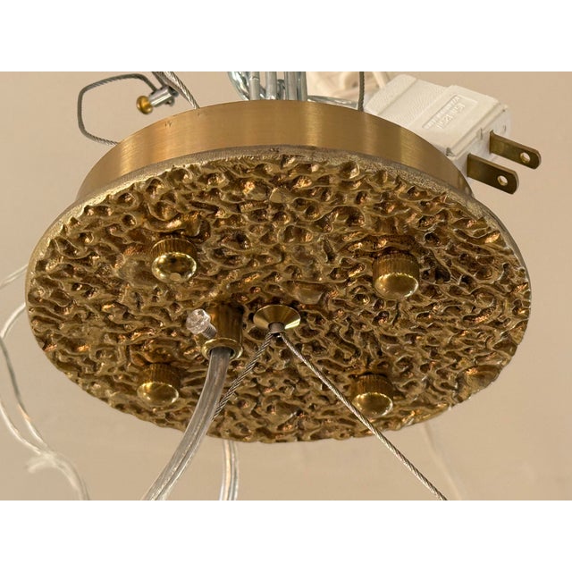 Branch Form Gilt Metal + Glass Droplets Chandelier For Sale - Image 12 of 12