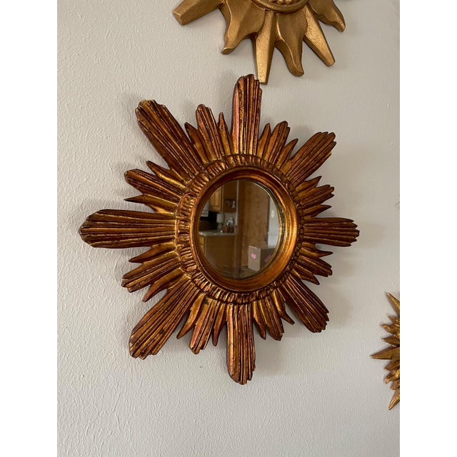 Mid 20th Century French Giltwood Coppery Sunburst Wall Mirror For Sale - Image 17 of 17