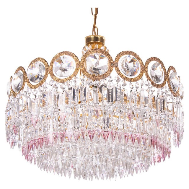 German Jewel Chandelier in Swarovski Crystal and Brass, 1960s For Sale - Image 16 of 16