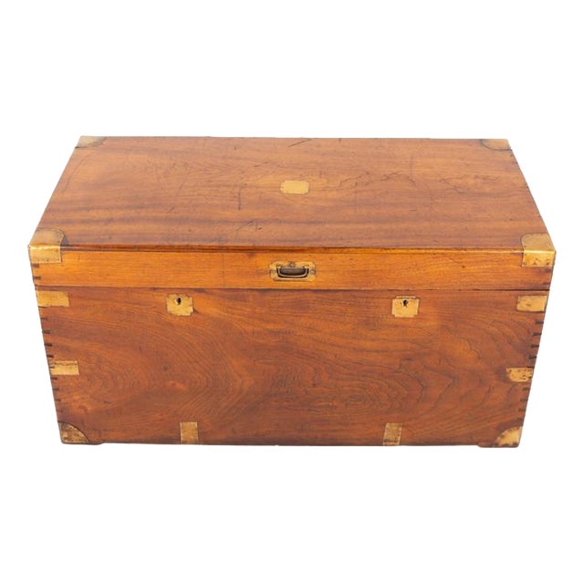 Antique Campaign Trunk Camphor Wood Military Chest, 1880 For Sale