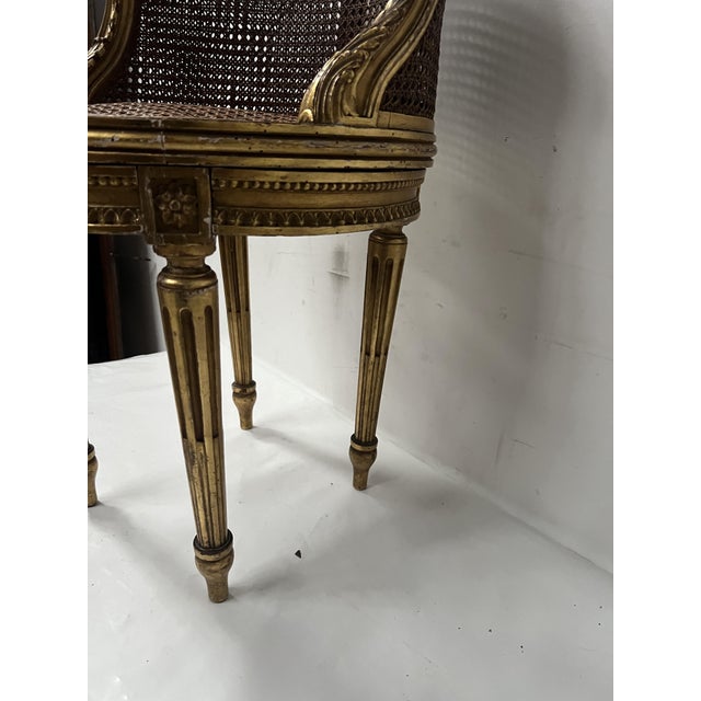 Wood Louis XVI Style Armchair in Wood and Gilded Stucco For Sale - Image 7 of 18
