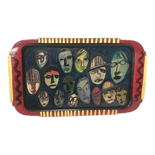 1960’s Large Folk Art Wooden Tray For Sale