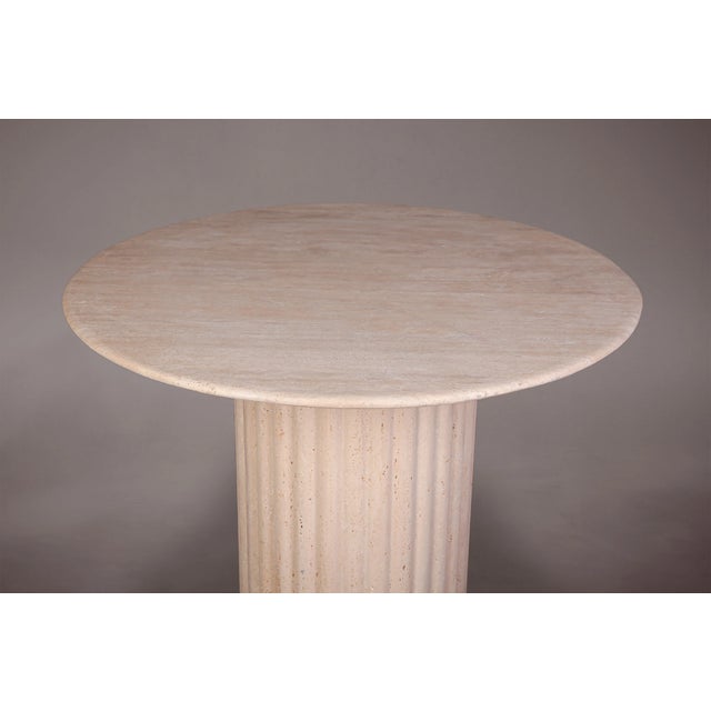 Modern Daisy Travertine Round Dining Table 40" For Sale - Image 3 of 5