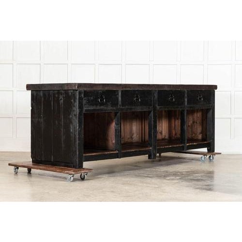 English Monumental Ebonised Pine Worktable, 1900s For Sale - Image 3 of 14