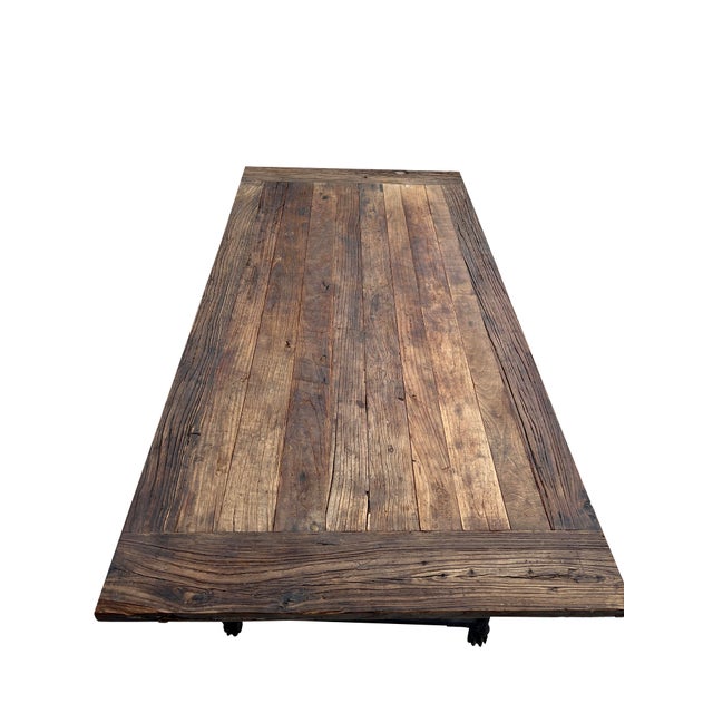 Restoration Hardware Flatiron Rectangular Dining Table in Reclaimed Wood For Sale In New York - Image 6 of 10