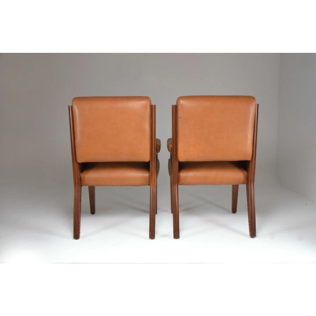 Animal Skin Mid-Century Art Deco Armchairs With Hand-Carved Moorish Frame, 1950s For Sale - Image 7 of 12